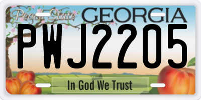 GA license plate PWJ2205