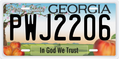 GA license plate PWJ2206