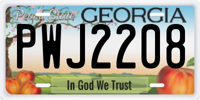 GA license plate PWJ2208