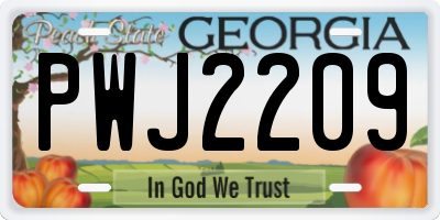 GA license plate PWJ2209