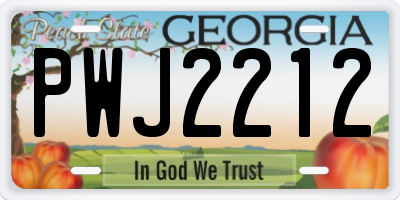 GA license plate PWJ2212
