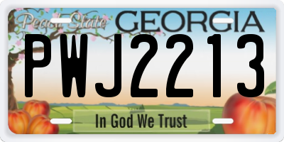 GA license plate PWJ2213