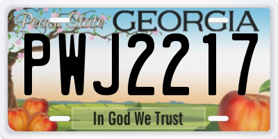 GA license plate PWJ2217