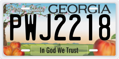 GA license plate PWJ2218