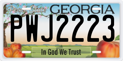GA license plate PWJ2223