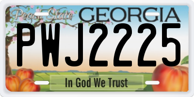 GA license plate PWJ2225