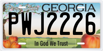 GA license plate PWJ2226