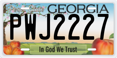 GA license plate PWJ2227