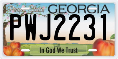 GA license plate PWJ2231