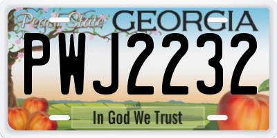 GA license plate PWJ2232