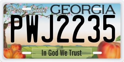 GA license plate PWJ2235