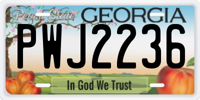 GA license plate PWJ2236