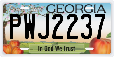 GA license plate PWJ2237
