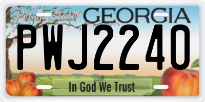 GA license plate PWJ2240