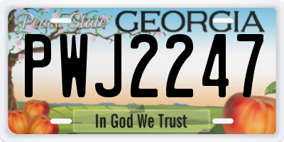GA license plate PWJ2247