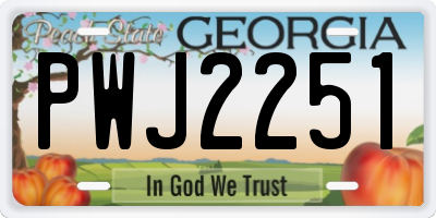 GA license plate PWJ2251