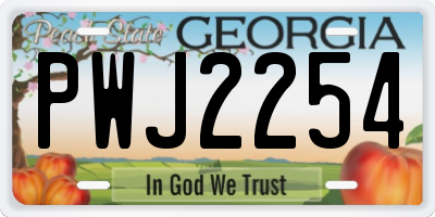 GA license plate PWJ2254