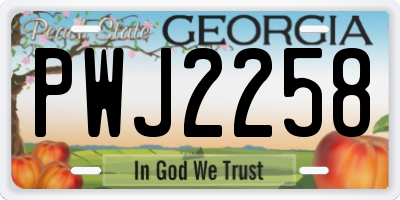 GA license plate PWJ2258
