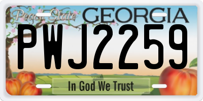 GA license plate PWJ2259