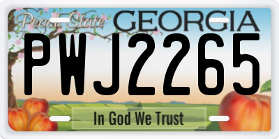 GA license plate PWJ2265