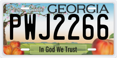 GA license plate PWJ2266