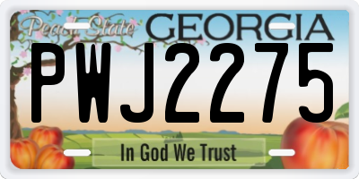 GA license plate PWJ2275
