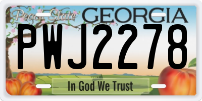 GA license plate PWJ2278