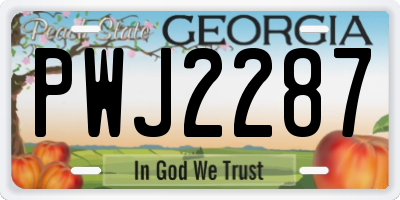 GA license plate PWJ2287