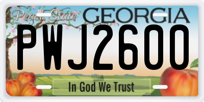 GA license plate PWJ2600