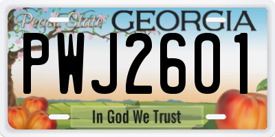 GA license plate PWJ2601