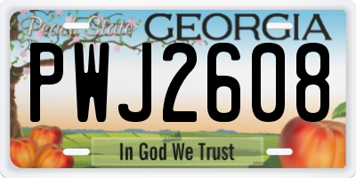 GA license plate PWJ2608