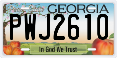 GA license plate PWJ2610