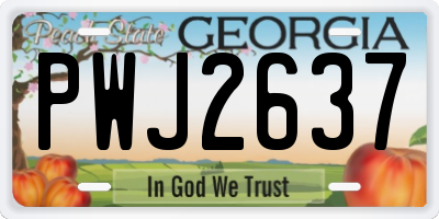 GA license plate PWJ2637