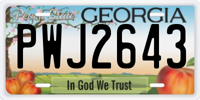 GA license plate PWJ2643