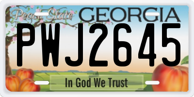GA license plate PWJ2645
