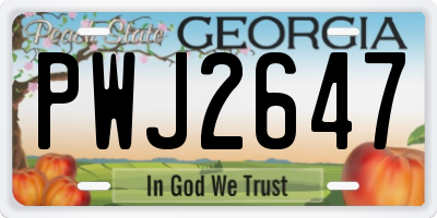 GA license plate PWJ2647