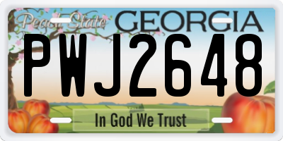GA license plate PWJ2648
