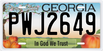 GA license plate PWJ2649