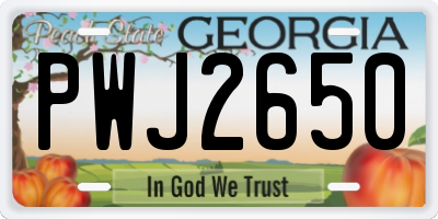 GA license plate PWJ2650