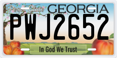 GA license plate PWJ2652