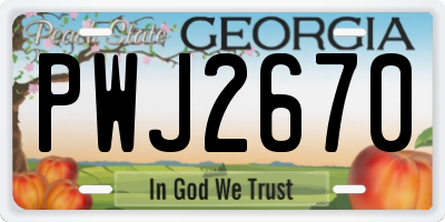 GA license plate PWJ2670