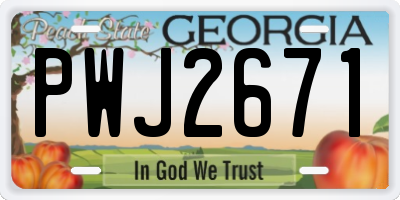 GA license plate PWJ2671