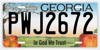 GA license plate PWJ2672