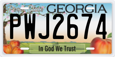 GA license plate PWJ2674