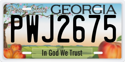 GA license plate PWJ2675
