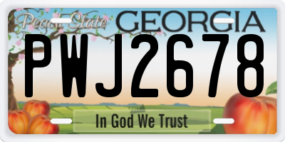 GA license plate PWJ2678