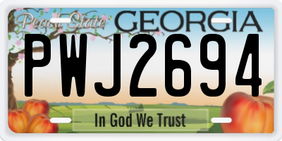 GA license plate PWJ2694