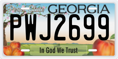 GA license plate PWJ2699