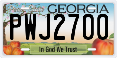 GA license plate PWJ2700