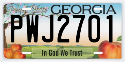 GA license plate PWJ2701
